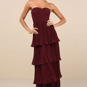 Lulus Seriously Sensational Plum Purple Strapless Tiered Maxi Dress - Size XL